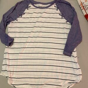 Maurices Purple and White Striped Tee